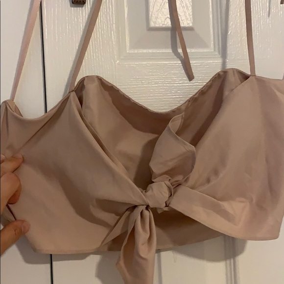 Kendall & Kylie Pink Faux Front Tie Crop Top - Picture 2 of 3